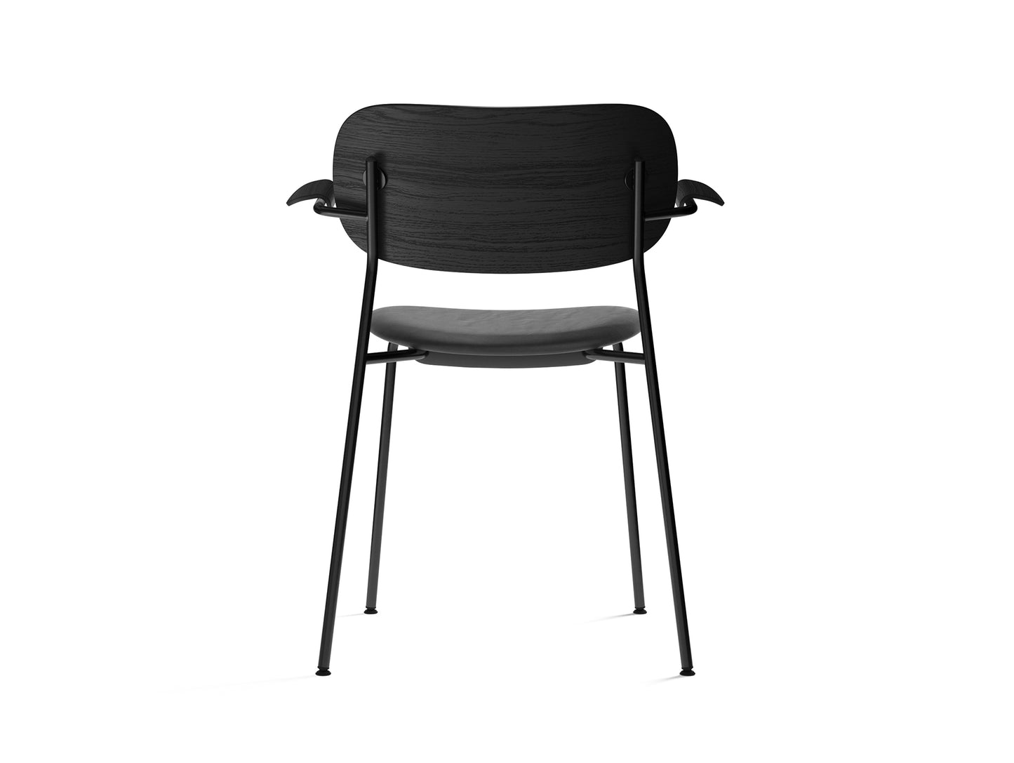 Co Dining Chair Upholstered by Menu - With Armrest / Black Powder Coated Steel / Black Oak / Black Dakar Leather