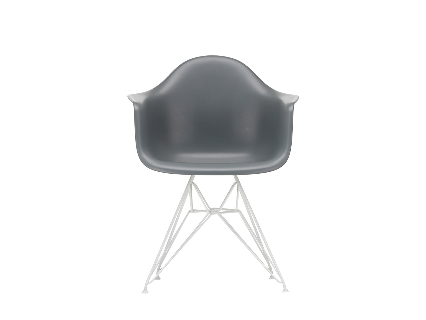 Eames DAR Plastic Armchair RE by Vitra - 56 Granite Grey Shell / White Base