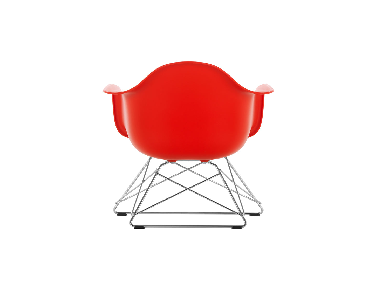 Eames Plastic Armchair LAR by Vitra - Poppy Red 03 Shell / Chrome-Plated Steel Base