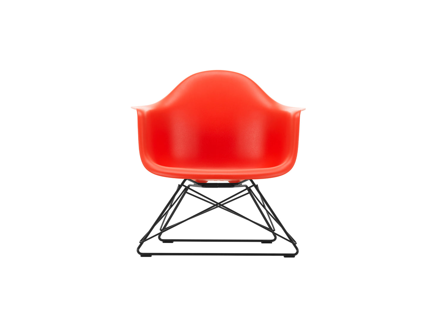 Eames Plastic Armchair LAR by Vitra - Poppy Red 03 Shell / Basic Dark Powder-Coated Steel Base