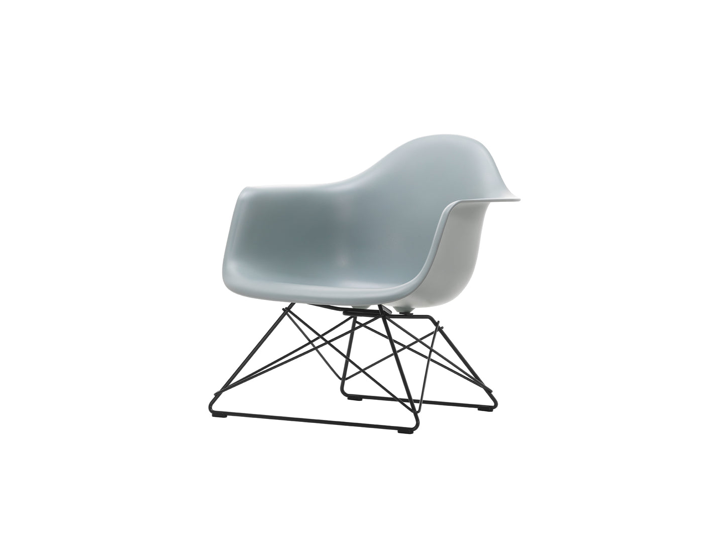 Eames Plastic Armchair LAR by Vitra - Ice Grey 24 Shell / Basic Dark Powder-Coated Steel Base