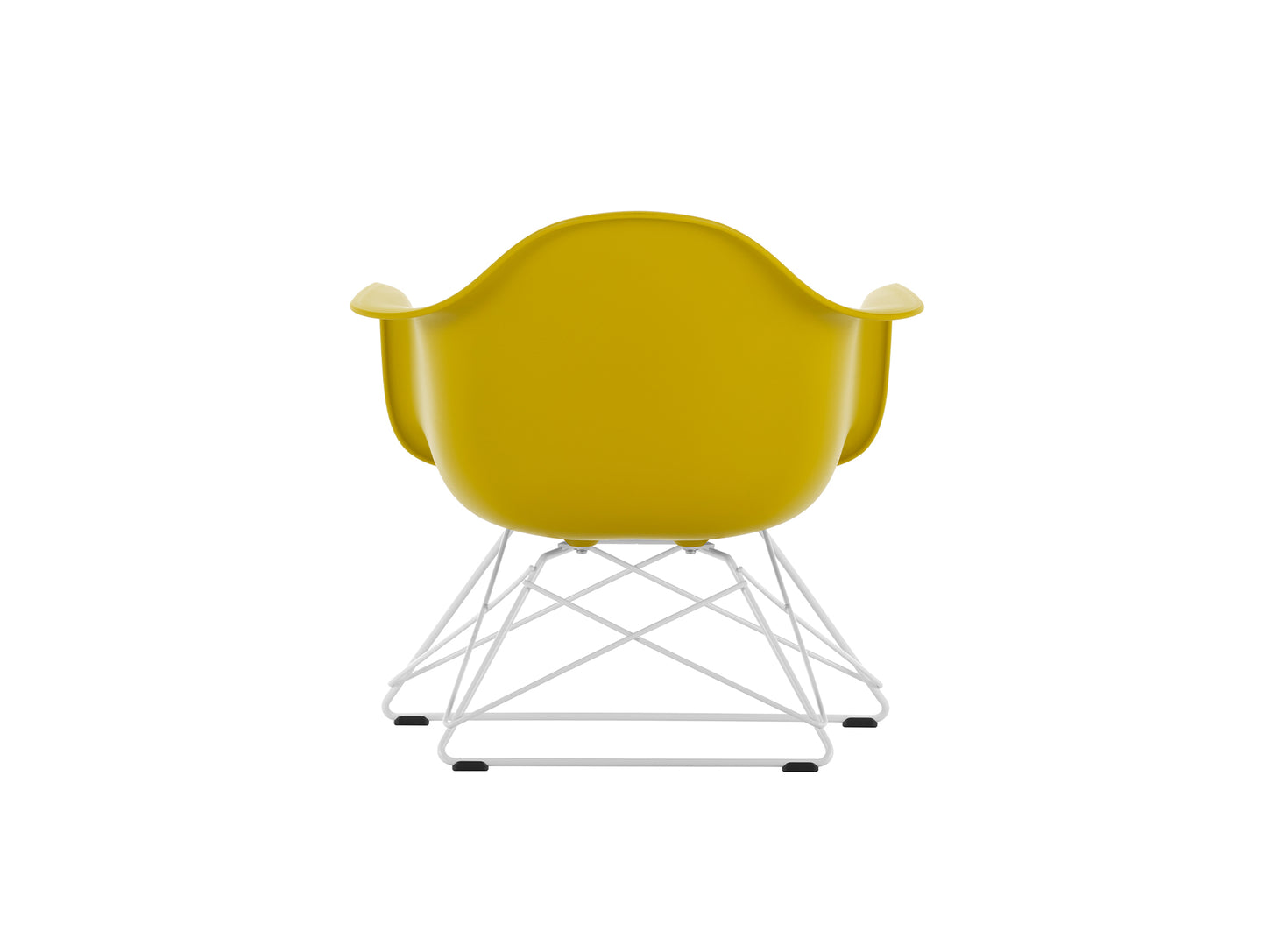 Eames Plastic Armchair LAR by Vitra - Mustard 34 Shell / White Powder-Coated Steel