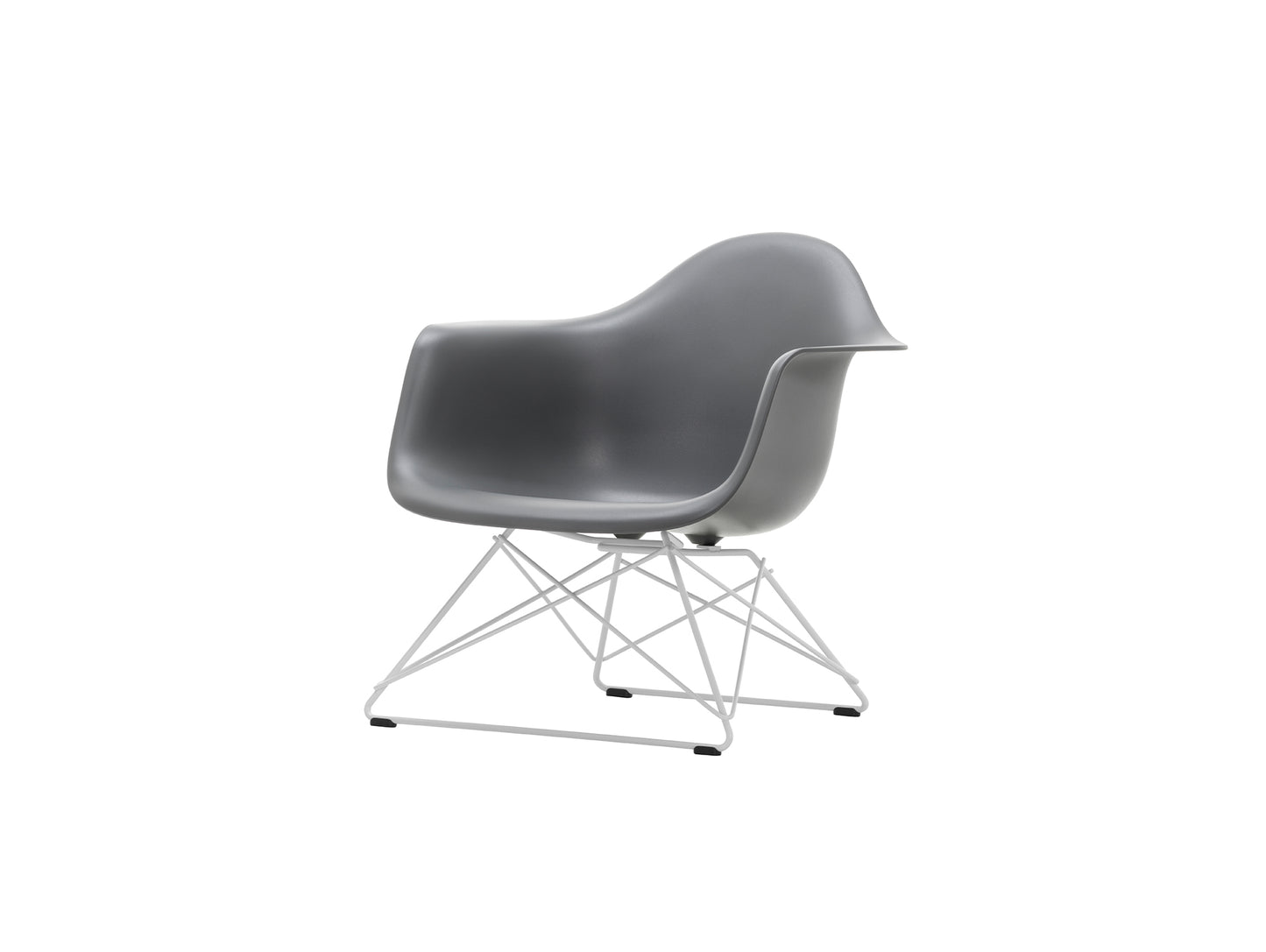 Eames Plastic Armchair LAR by Vitra - Granite Grey 56 Shell / White Powder-Coated Steel