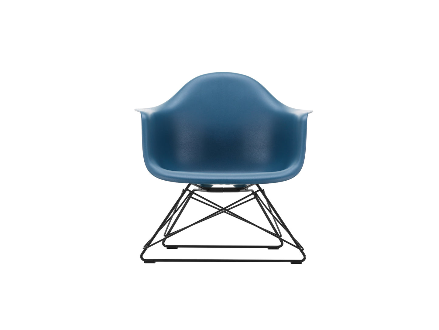 Eames Plastic Armchair LAR by Vitra - Sea Blue 83 Shell / Basic Dark Powder-Coated Steel Base
