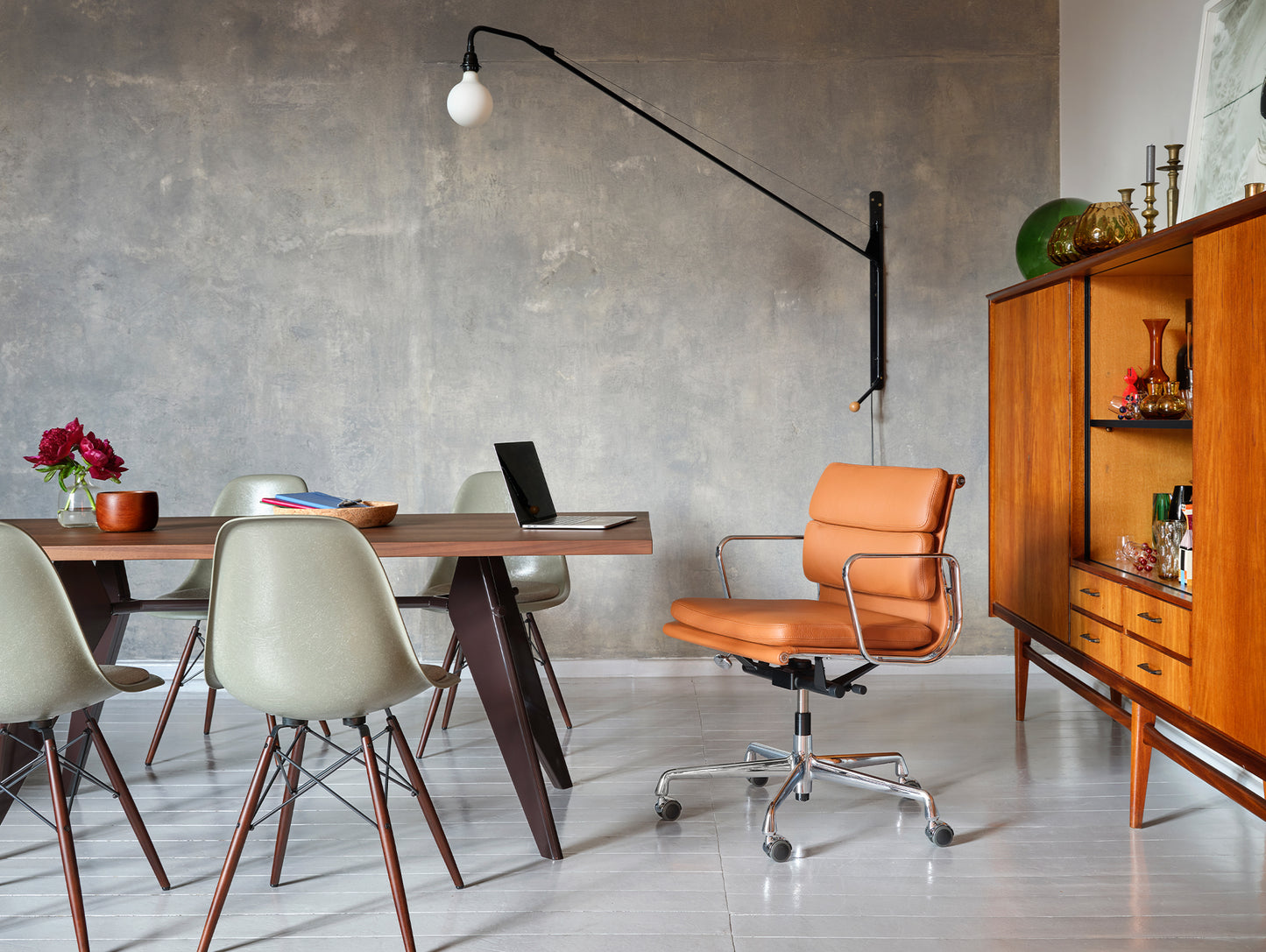 EM Table (Solid Oak Tabletop) by Vitra - American Walnut Tabletop / Chocolate Base