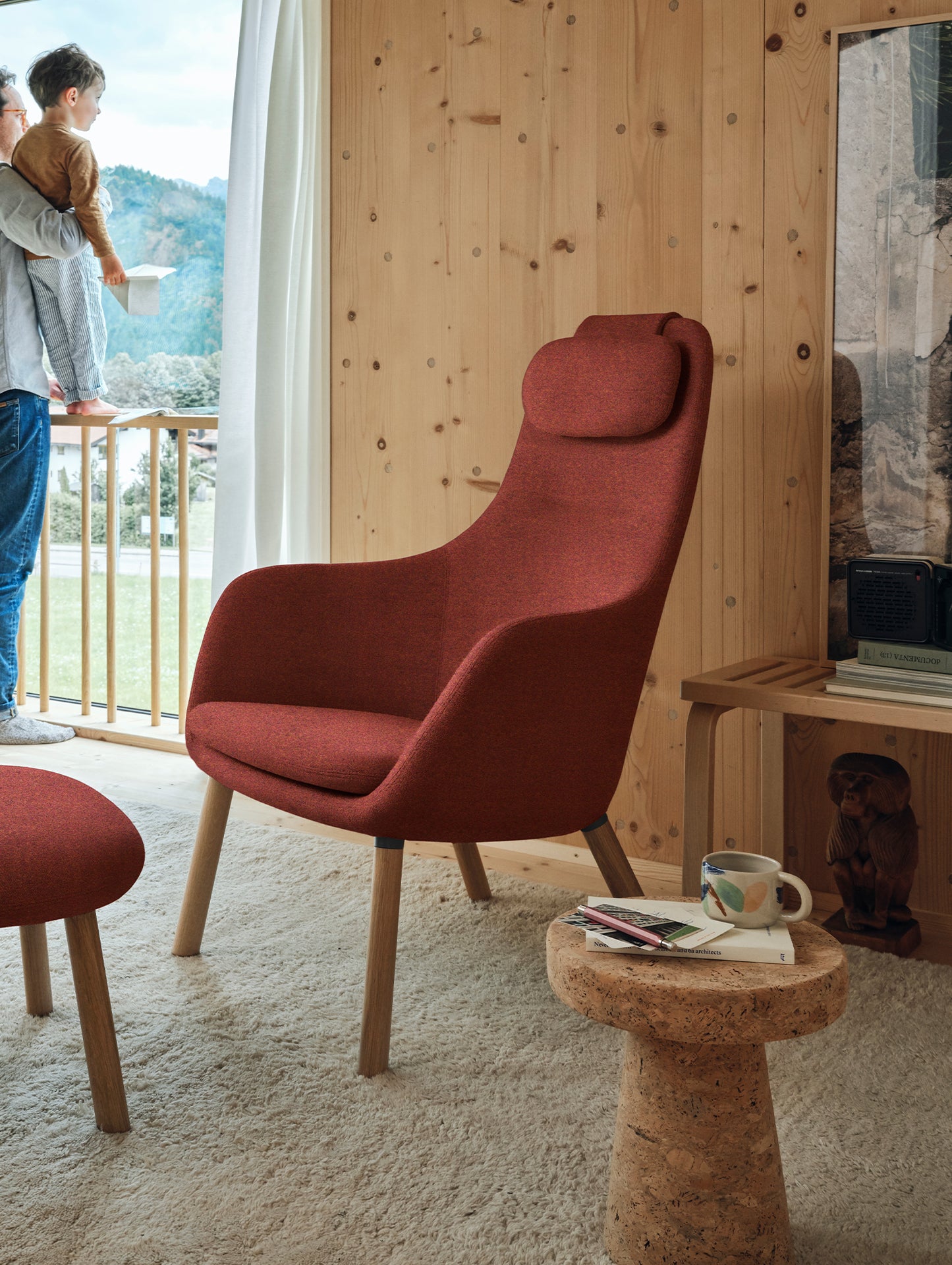HAL Lounge Chair by Vitra - Natural Varnished Oak Base / Loose Seat Cushion / Cosy 2 19 Chestnut (F80)