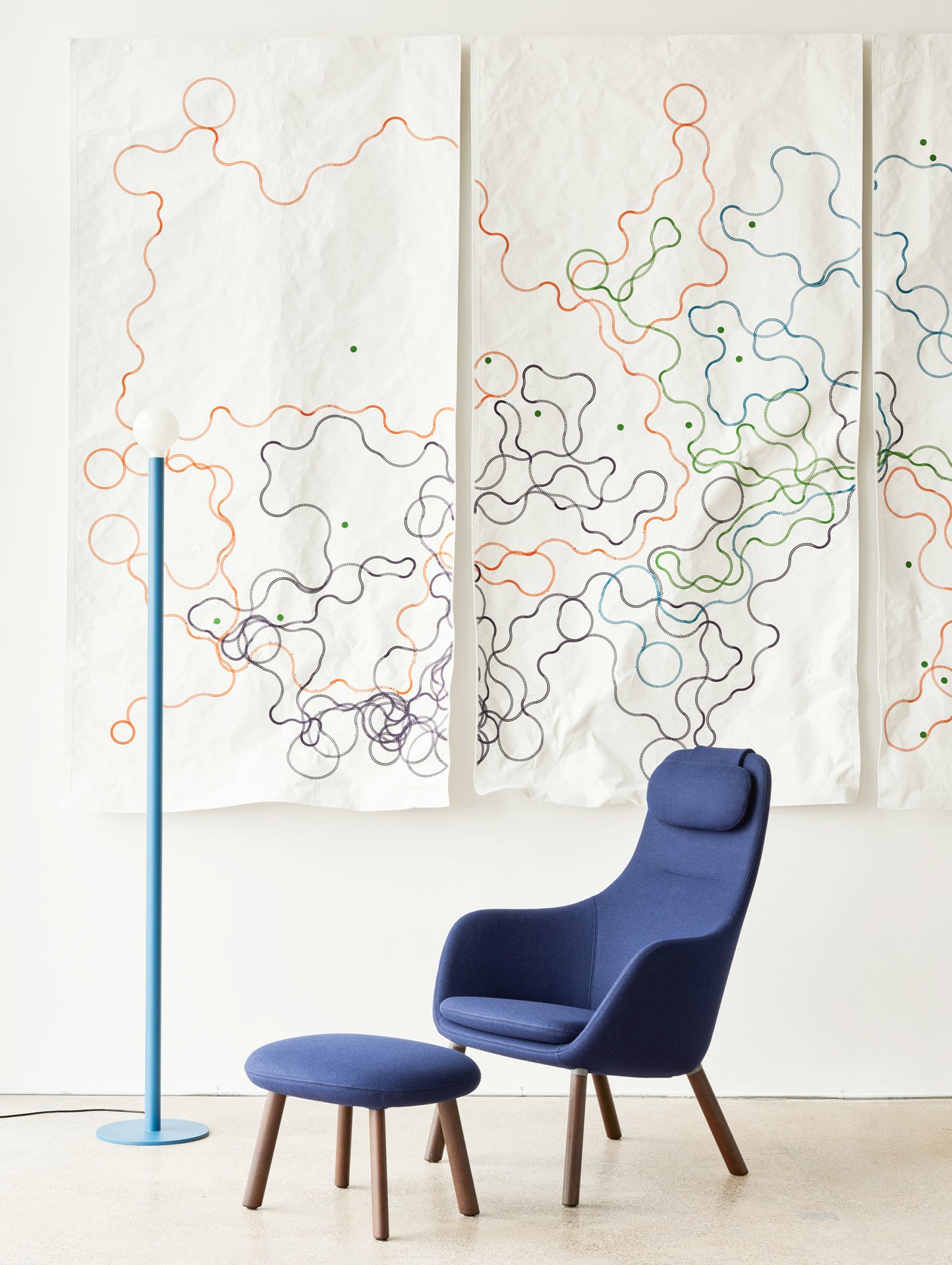 HAL Lounge Chair by Vitra - Dark Varnished Oak Base / Loose Seat Cushion / Cosy 2 20 Electric Blue (F80)