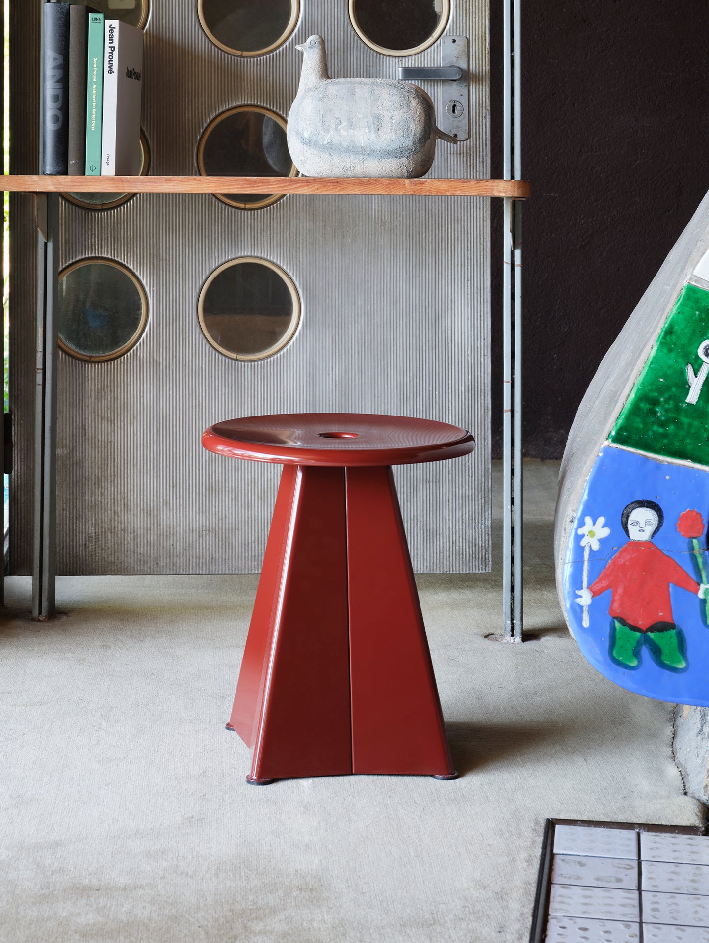 Tabouret Metallique by Vitra - Japanese Red