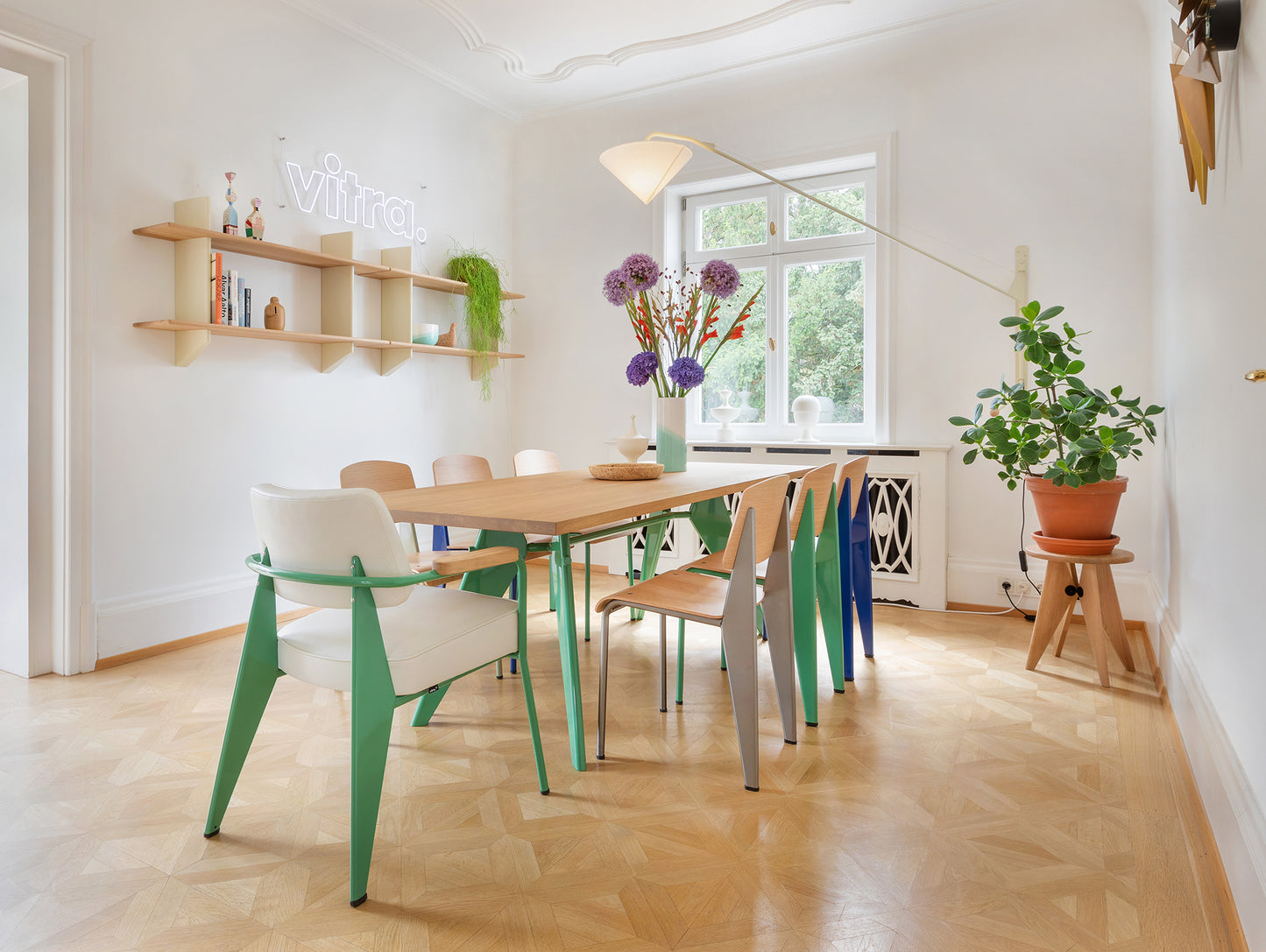 EM Table (Solid Oak Tabletop) by Vitra - Solid Oak Tabletop / Blé Vert Base