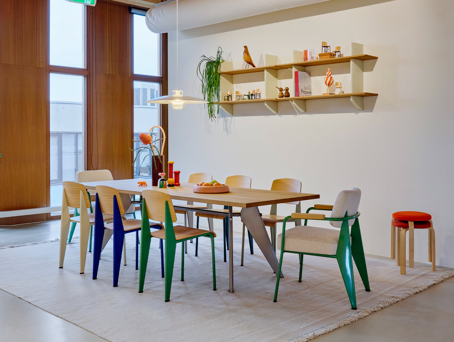 EM Table (Solid Oak Tabletop) by Vitra - Solid Oak Tabletop / Metal Brut Base