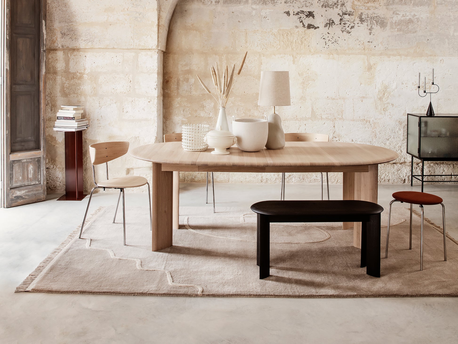 Black Oiled Oak Bevel Bench by Ferm Living