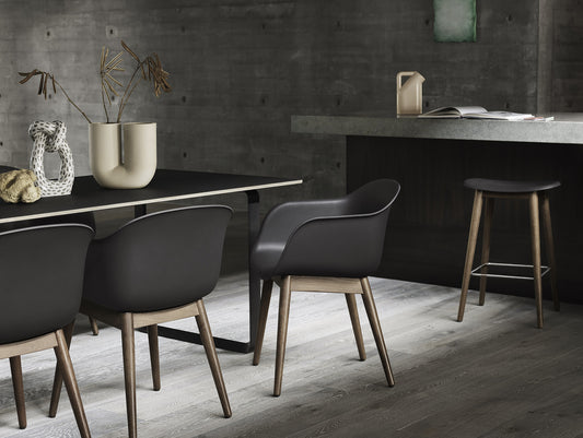 Black / Stained Dark Brown Fiber Armchair with Wood Base by Muuto