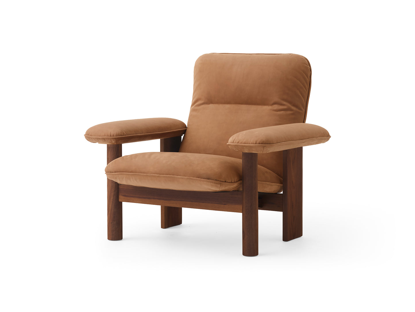 Brasilia Lounge Chair / Lacquered Walnut / Camel Dunes Leather by Menu