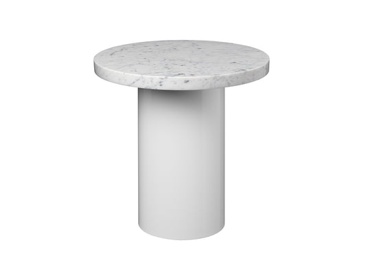CT09 Enoki Side Table by e15 - D 40 H 40 / Bianco Carrara Marble Tabletop / Signal White Steel Base
