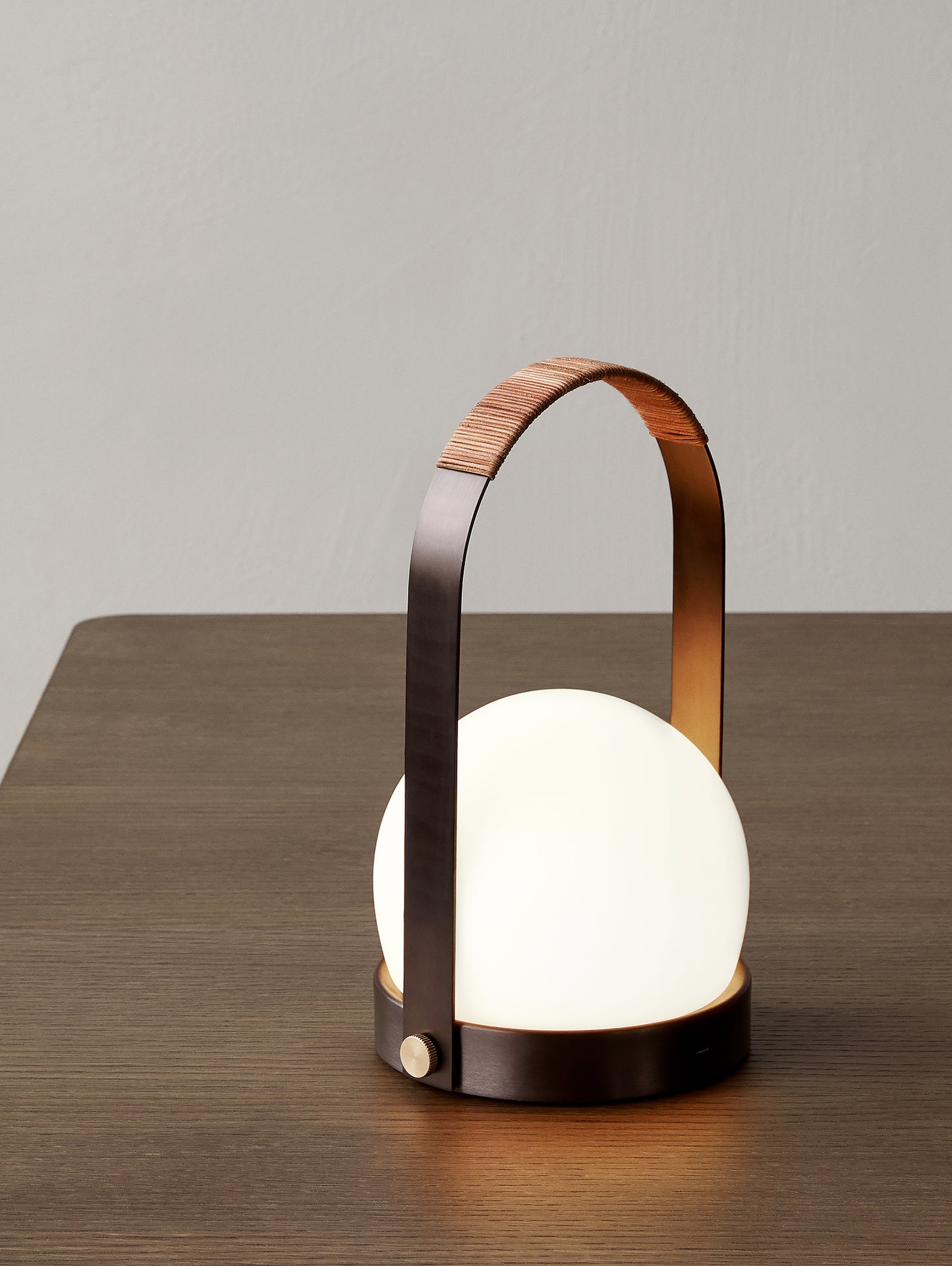 Carrie Lamp - Bronzed Brass, Leather - Menu