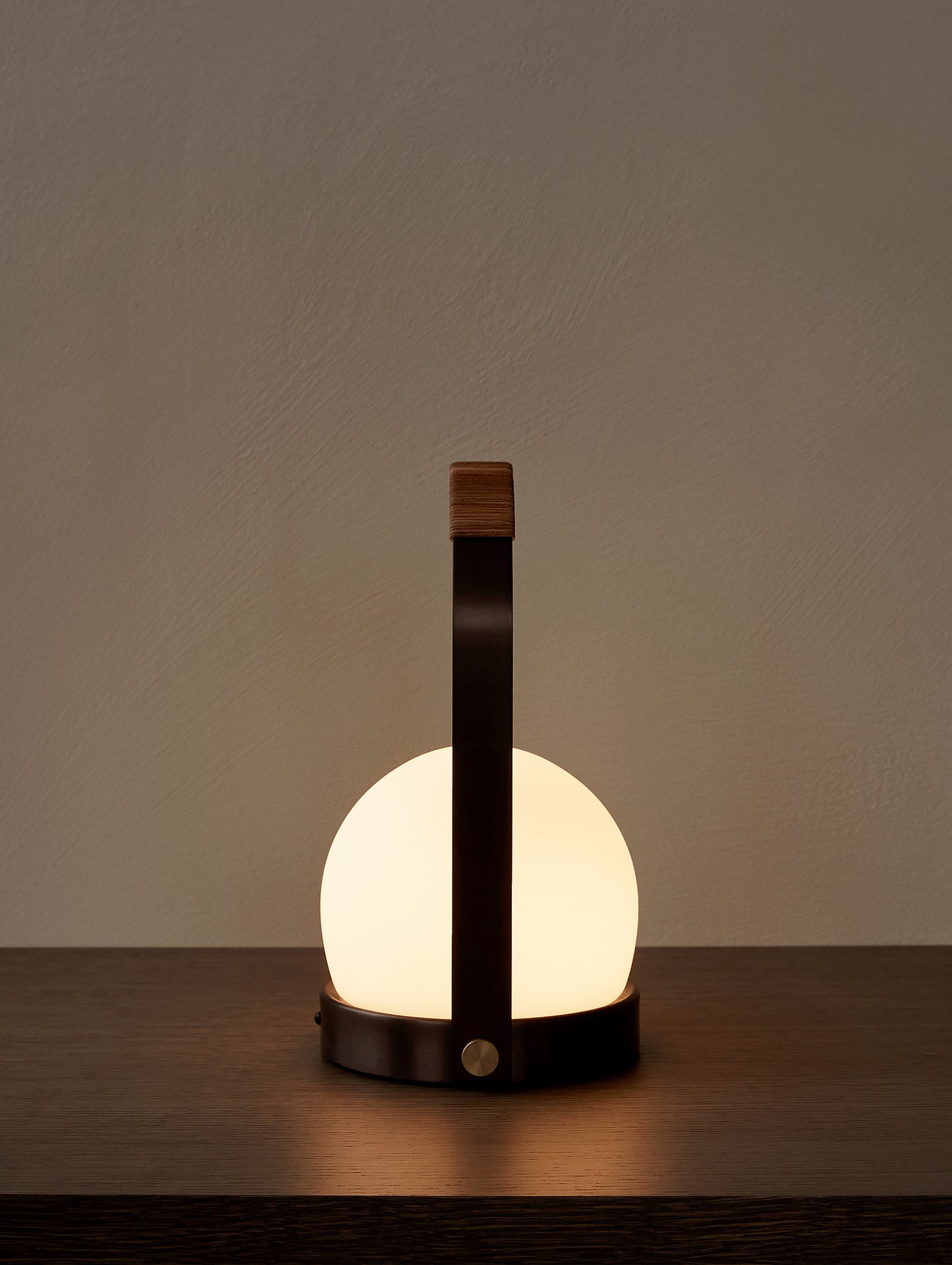 Carrie Lamp - Bronzed Brass, Leather - Menu