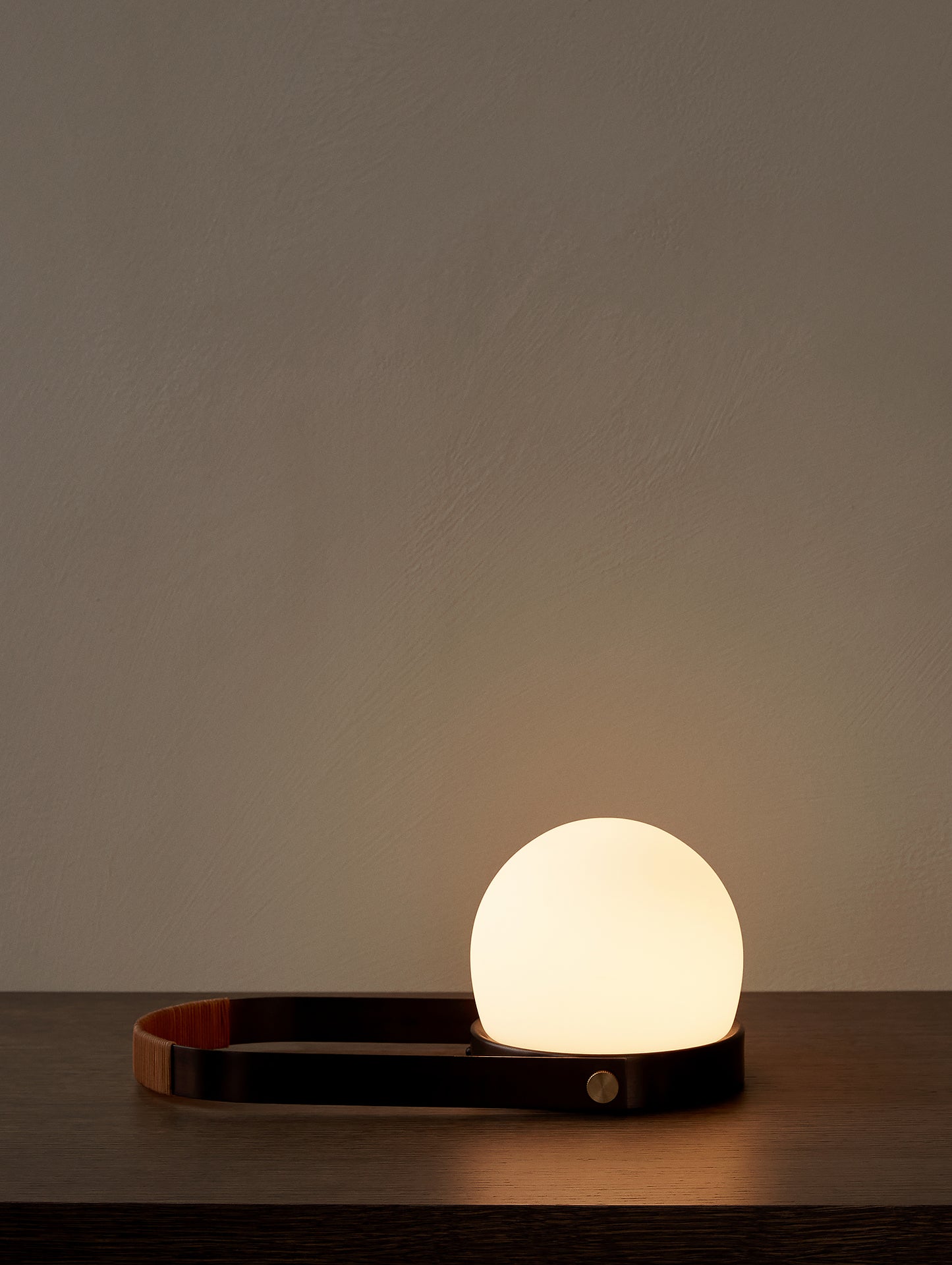 Carrie Lamp - Bronzed Brass, Leather - Menu