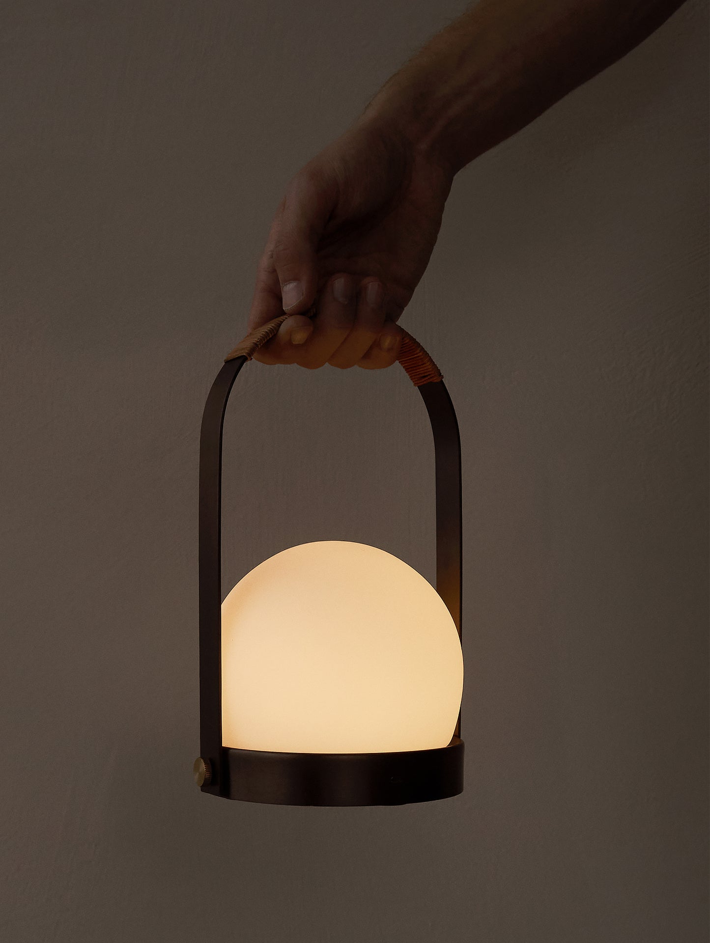 Carrie Lamp - Bronzed Brass, Leather - Menu