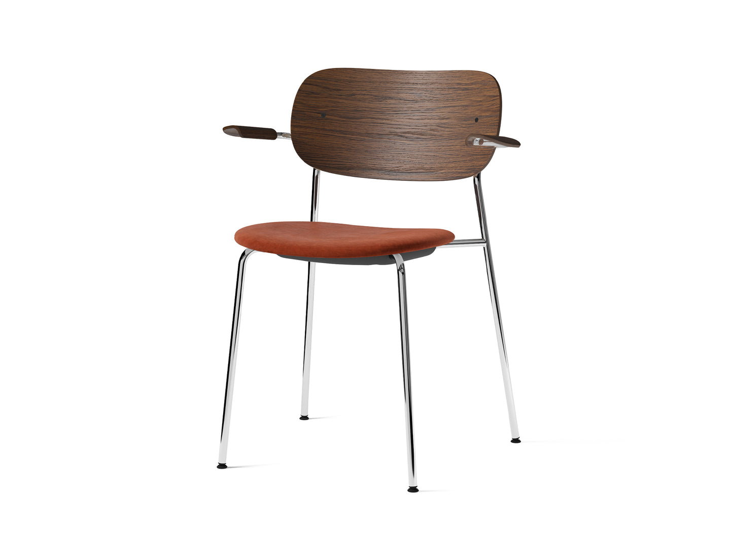 Co Dining Chair Upholstered by Menu - With Armrest / Chromed Steel / Dark Oak / Champion 061