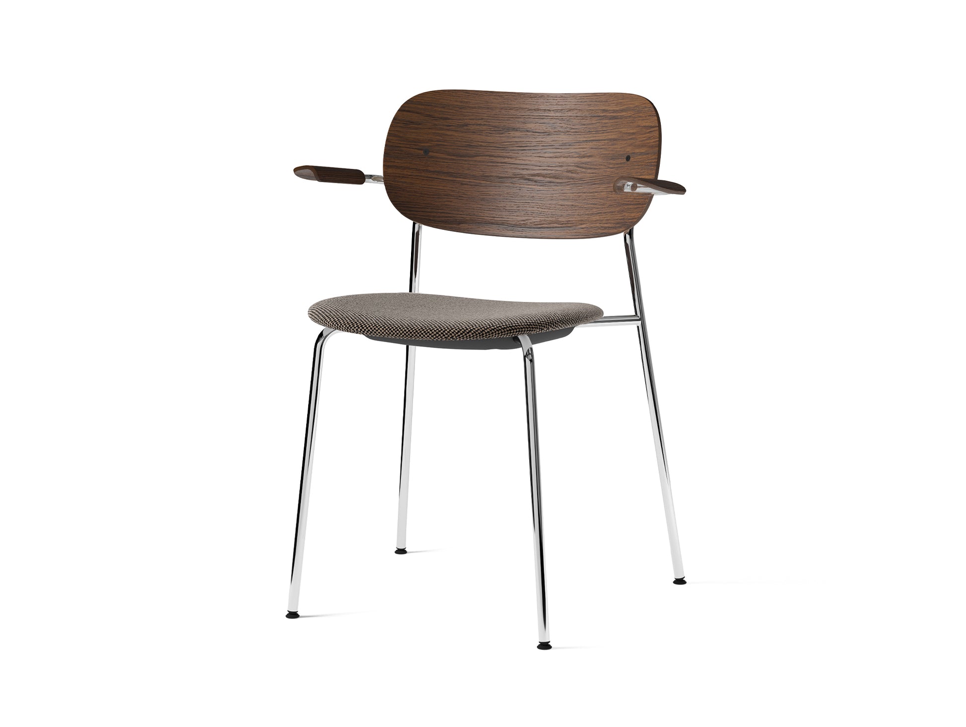 Co Dining Chair Upholstered by Menu - With Armrest / Chromed Steel / Dark Oak / Doppiopanama_001
