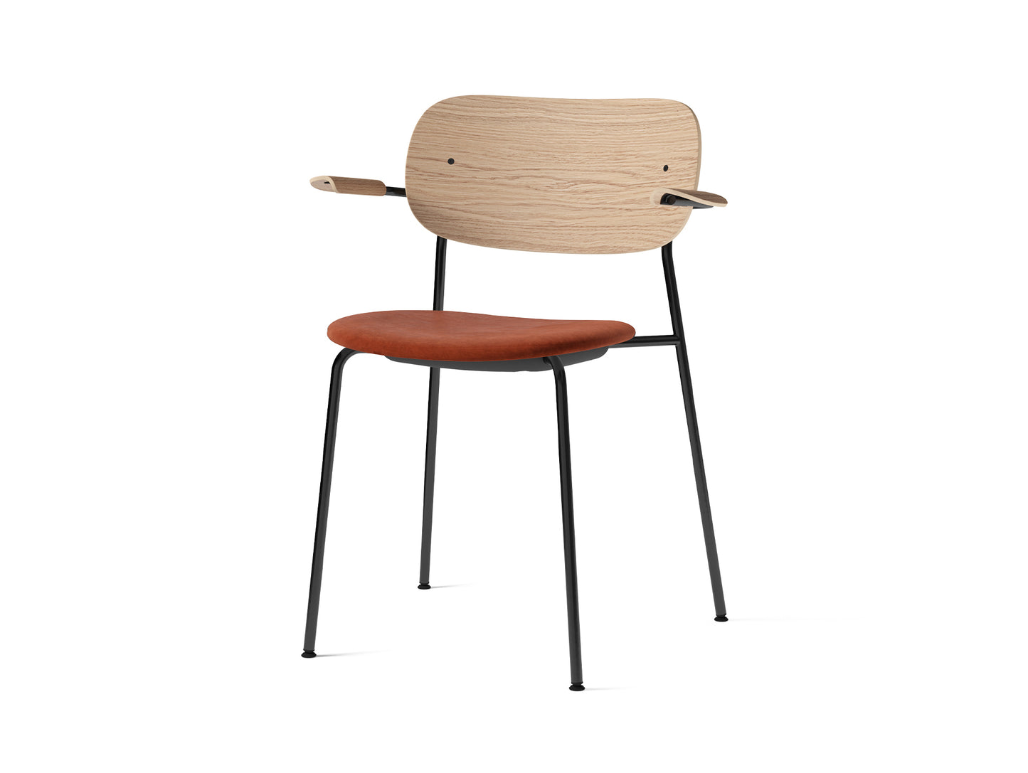Co Dining Chair Upholstered by Menu - With Armrest / Black Powder Coated Steel / Natural Oak / Champion 061