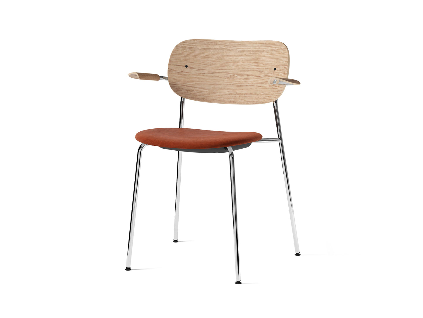 Co Dining Chair Upholstered by Menu - With Armrest / Chromed Steel / Natural Oak / Champion 061