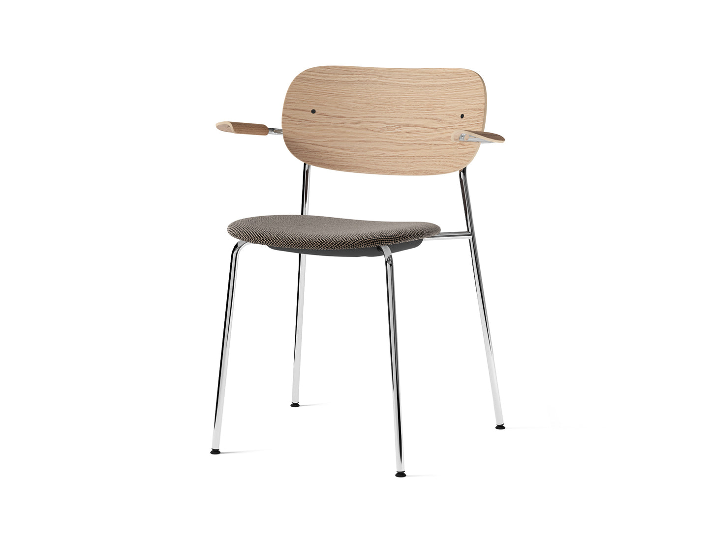 Co Dining Chair Upholstered by Menu - With Armrest / Chromed Steel / Natural Oak / Doppiopanama_001