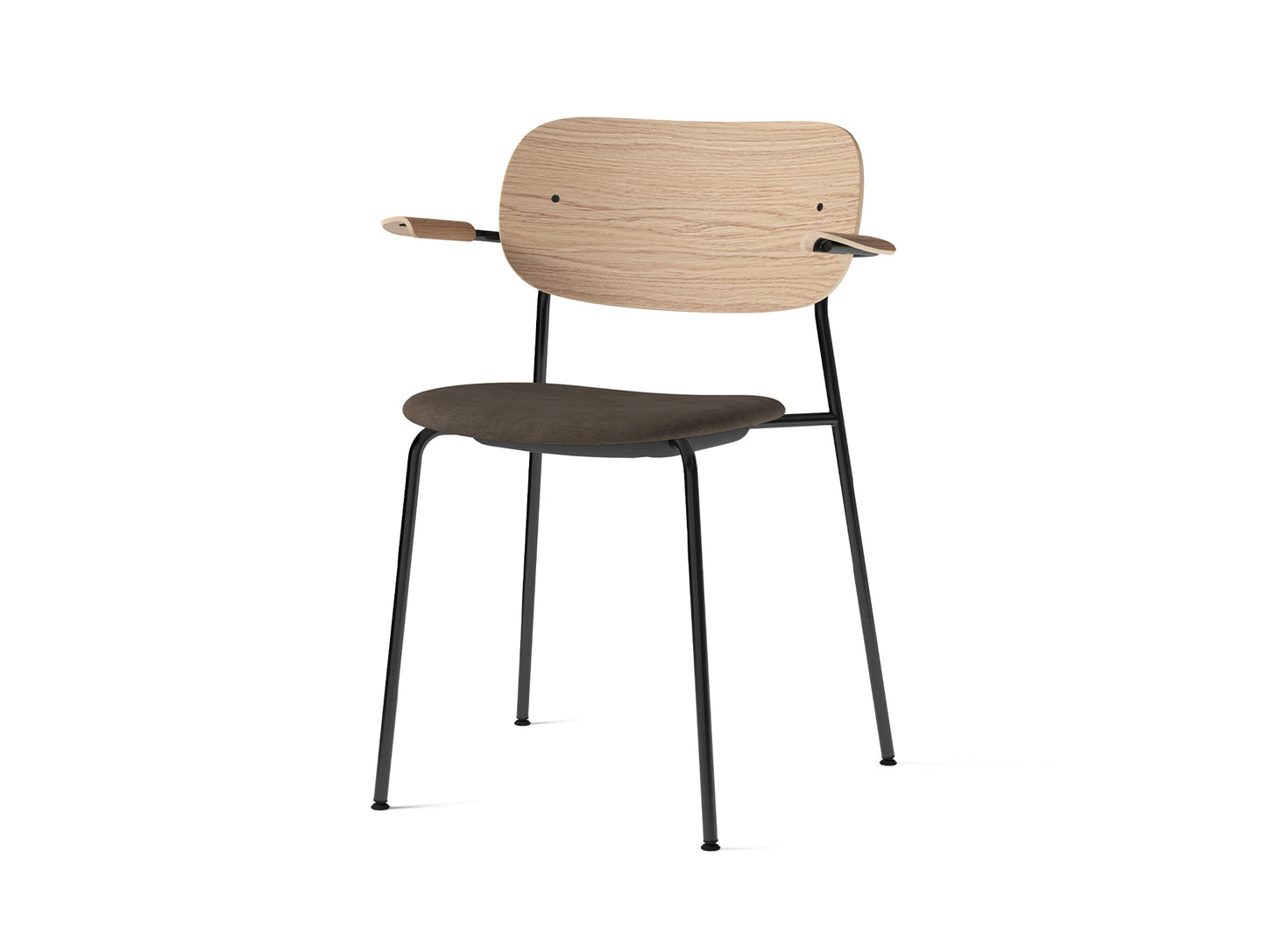 Co Dining Chair Upholstered by Menu - With Armrest / Black Powder Coated Steel / Natural Oak / Remix 3 233