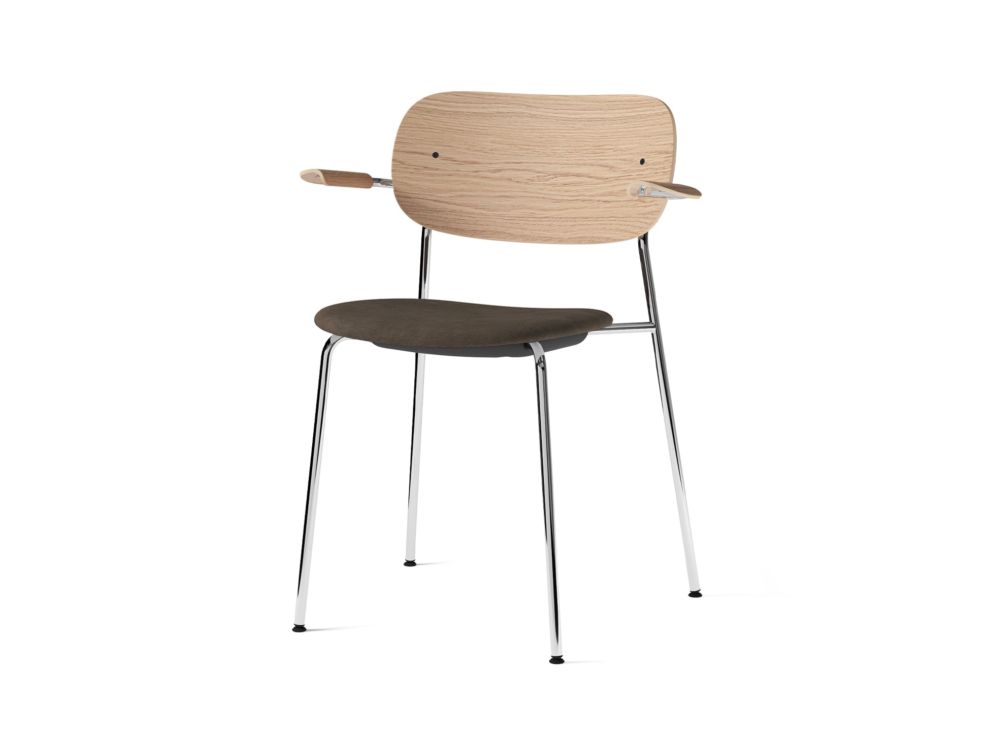 Co Dining Chair Upholstered by Menu - With Armrest / Chromed Steel / Natural Oak / Remix 3 233