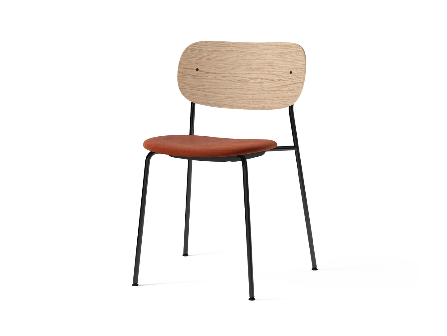 Co Dining Chair Upholstered by Menu - Without Armrest / Black Powder Coated Steel / Natural Oak / Champion 061