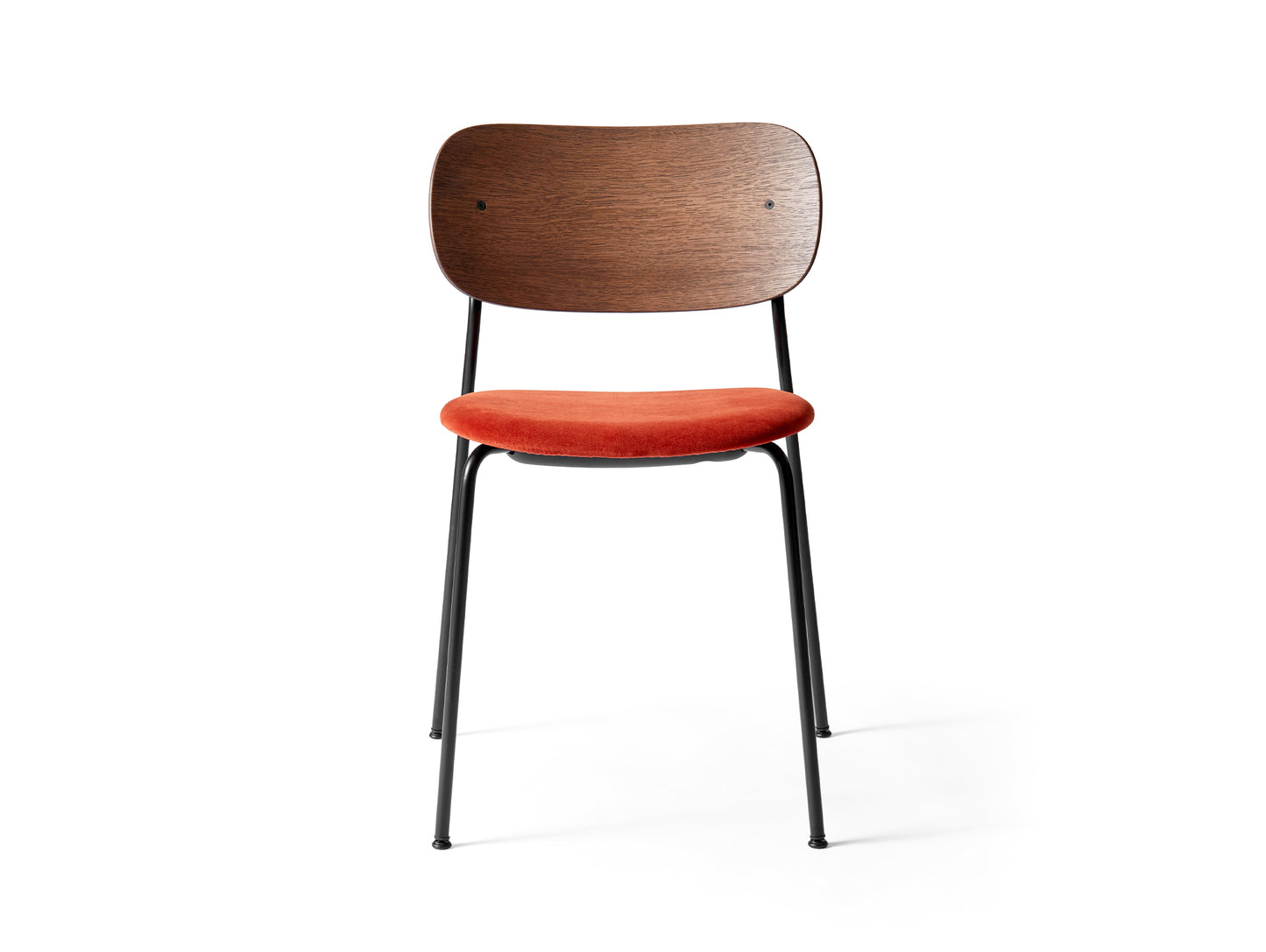 Co Dining Chair Upholstered by Menu - Without Armrest / Black Powder Coated Steel / Dark Oak / City Velvet 062