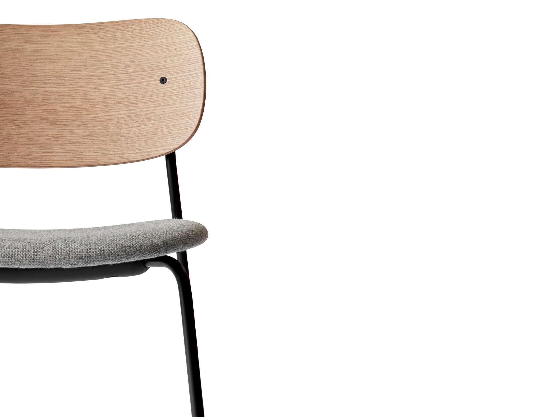 Co Dining Chair Upholstered by Menu - Without Armrest / Black Powder Coated Steel / Natural Oak / Hallingdal 65 130