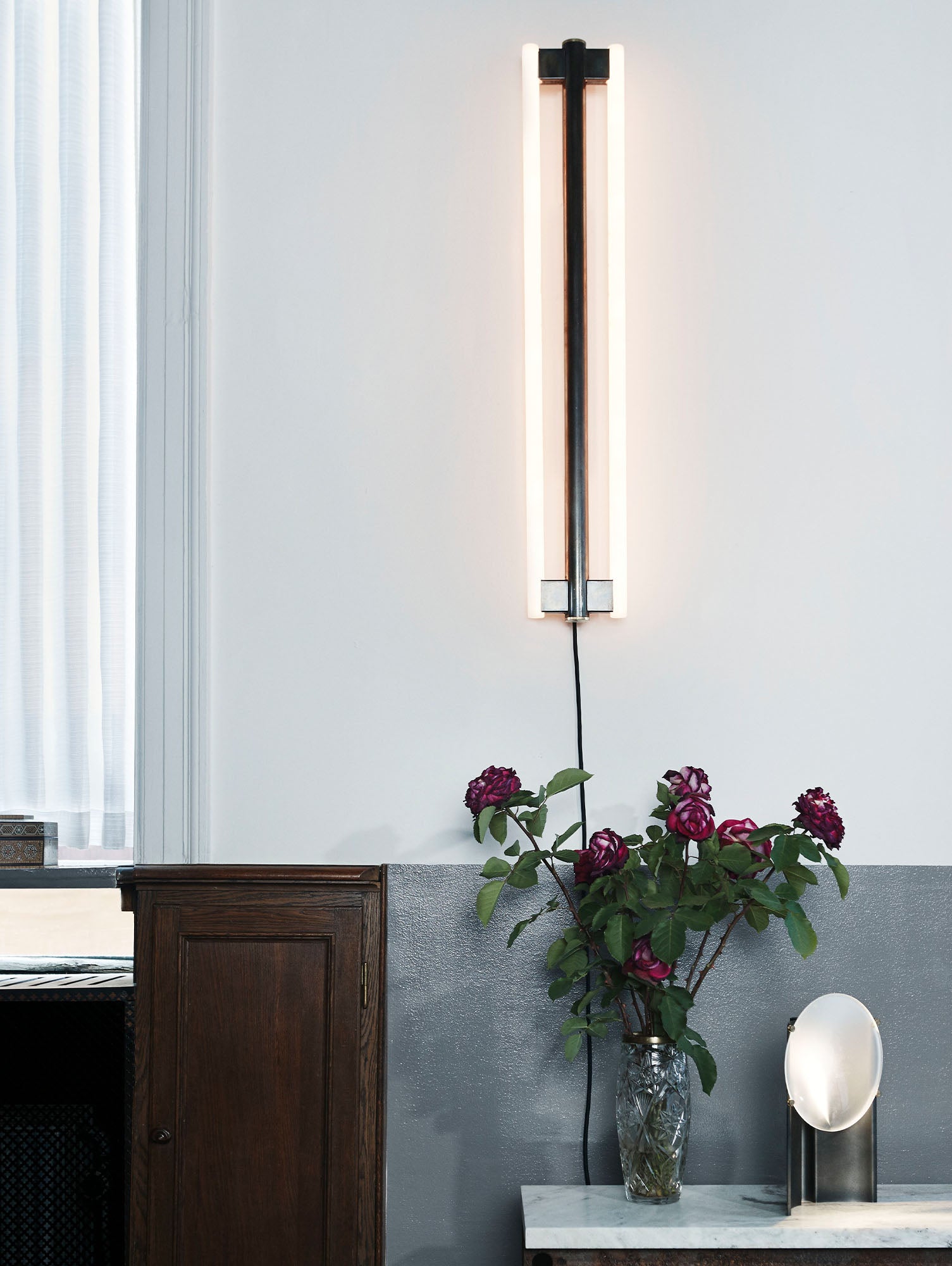 Eiffel Wall Lamp Double by Frama - Waxed Raw Steel / Height  1000 mm