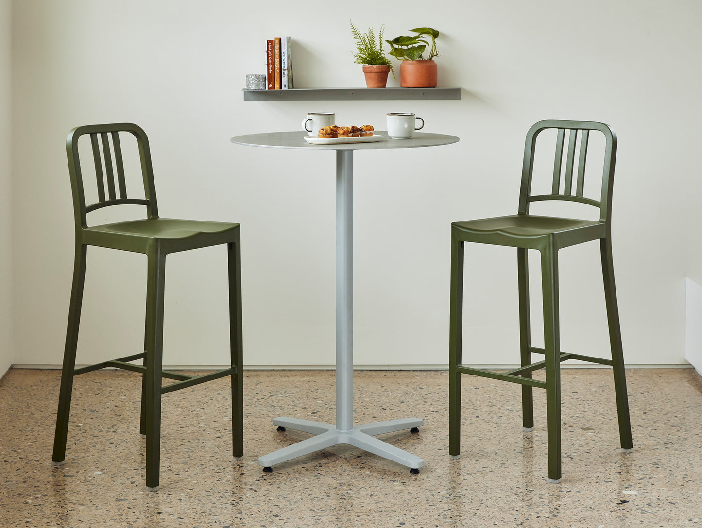 111 Navy Bar Stool by Emeco - Cypress Green