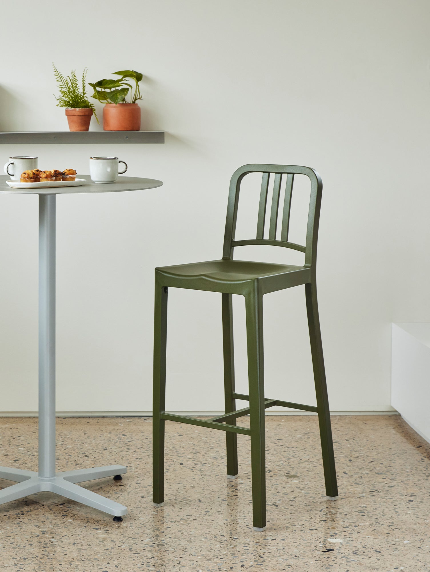 111 Navy Bar Counter Stool by Emeco