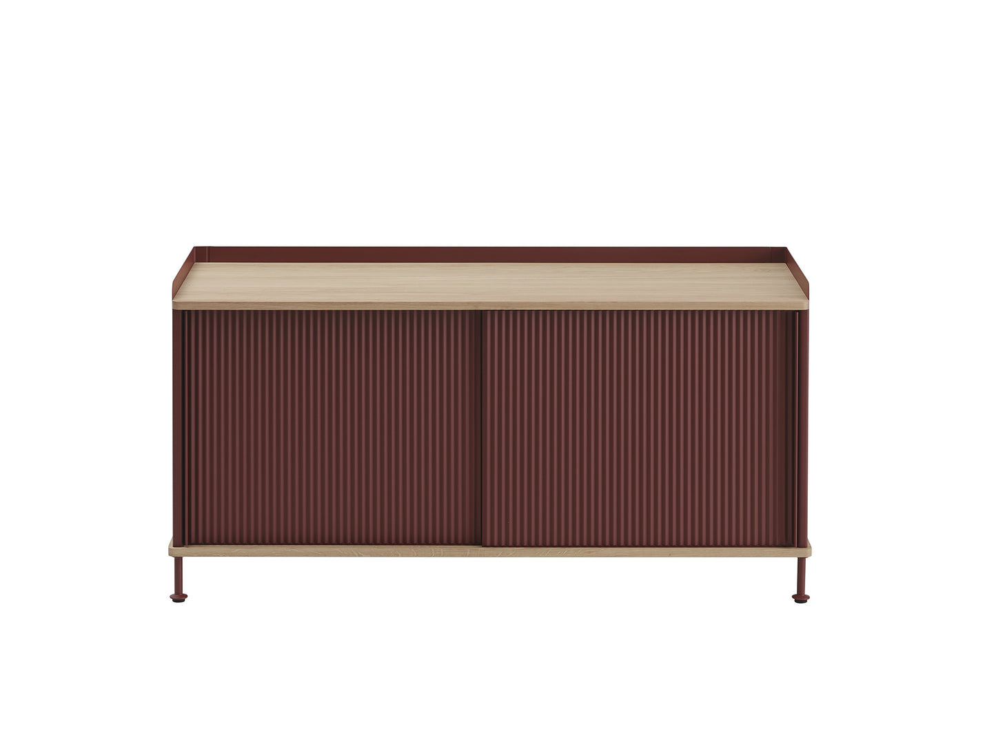 Enfold Sideboard by Muuto -124x45 / Lacquered Oak / Deep Red Lacquered Steel