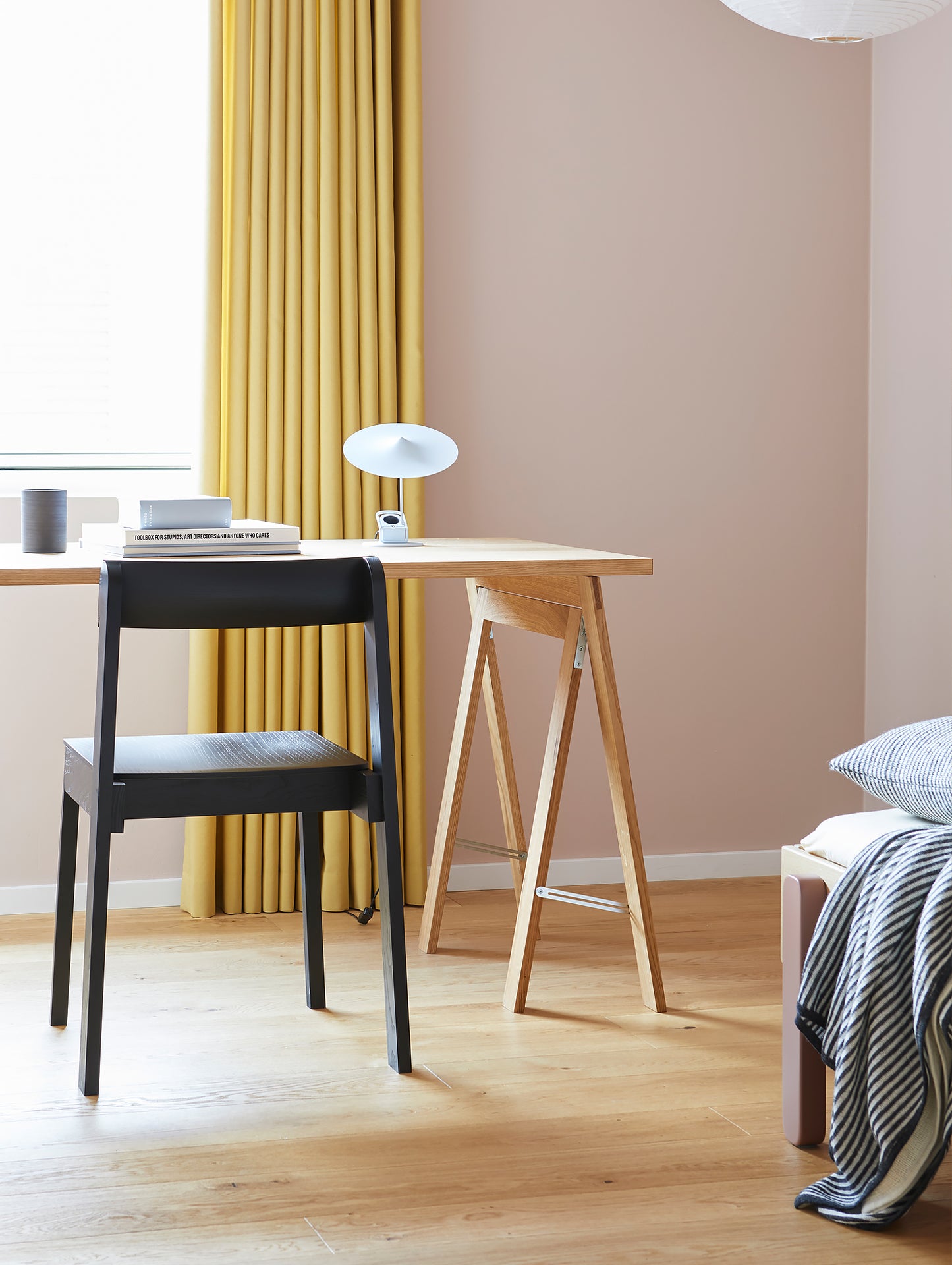 Blueprint Chair in Black Painted Ash with Oiled Oak Linear Desk by Form & Refine