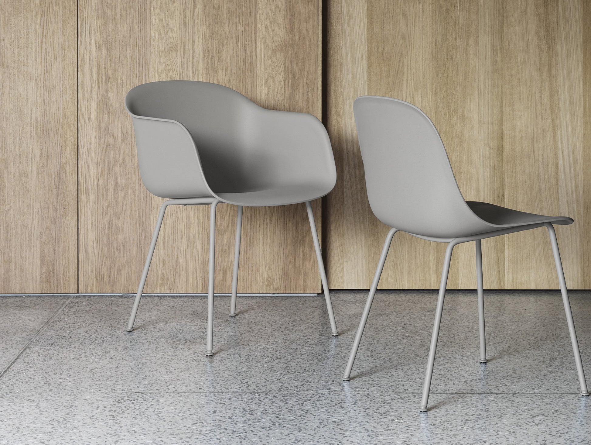Fiber Side Chair with Metal Base by Muuto - Grey / Grey