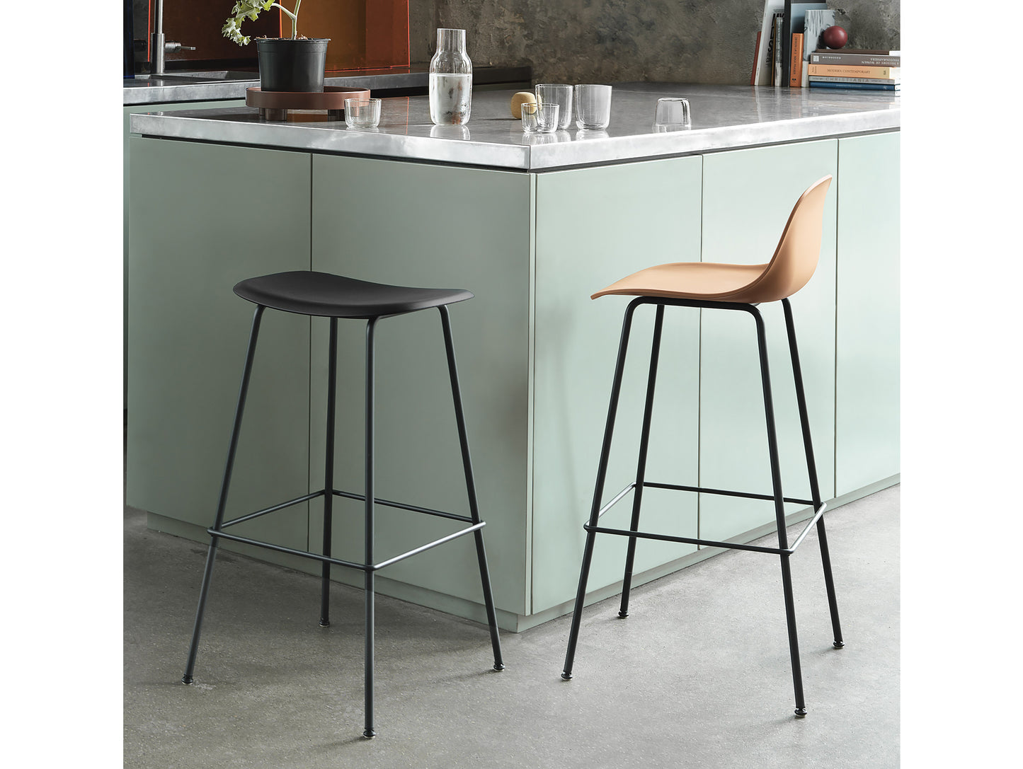 Fiber Barstool with Metal Base