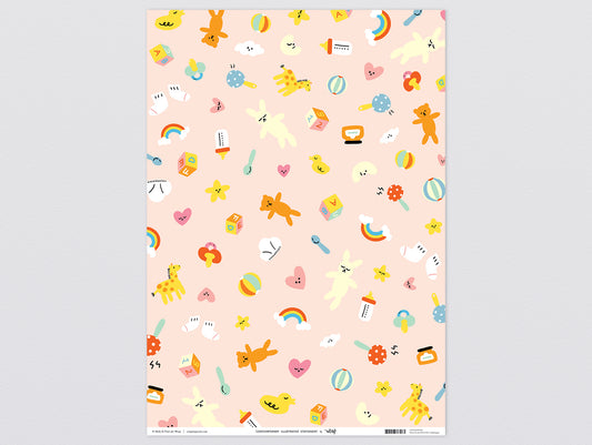 Hey Baby Wrapping Paper x 3 Sheets by Wrap