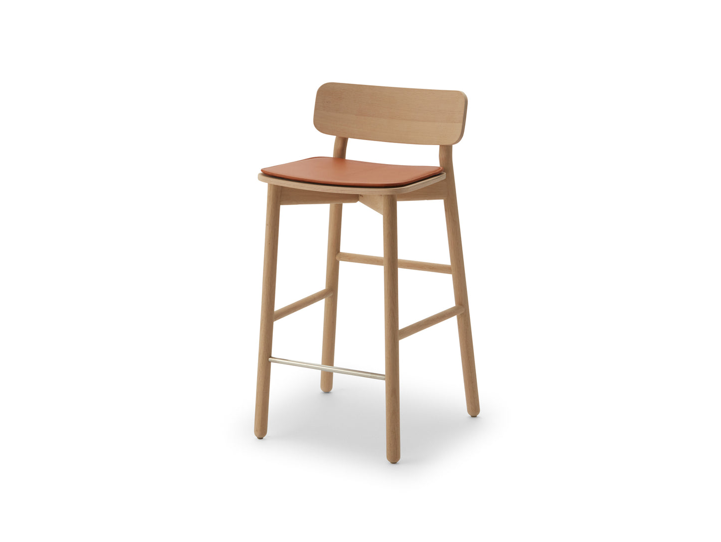 Untreated Oak Hven Bar Stool with Cognac Cushion by Skagerak