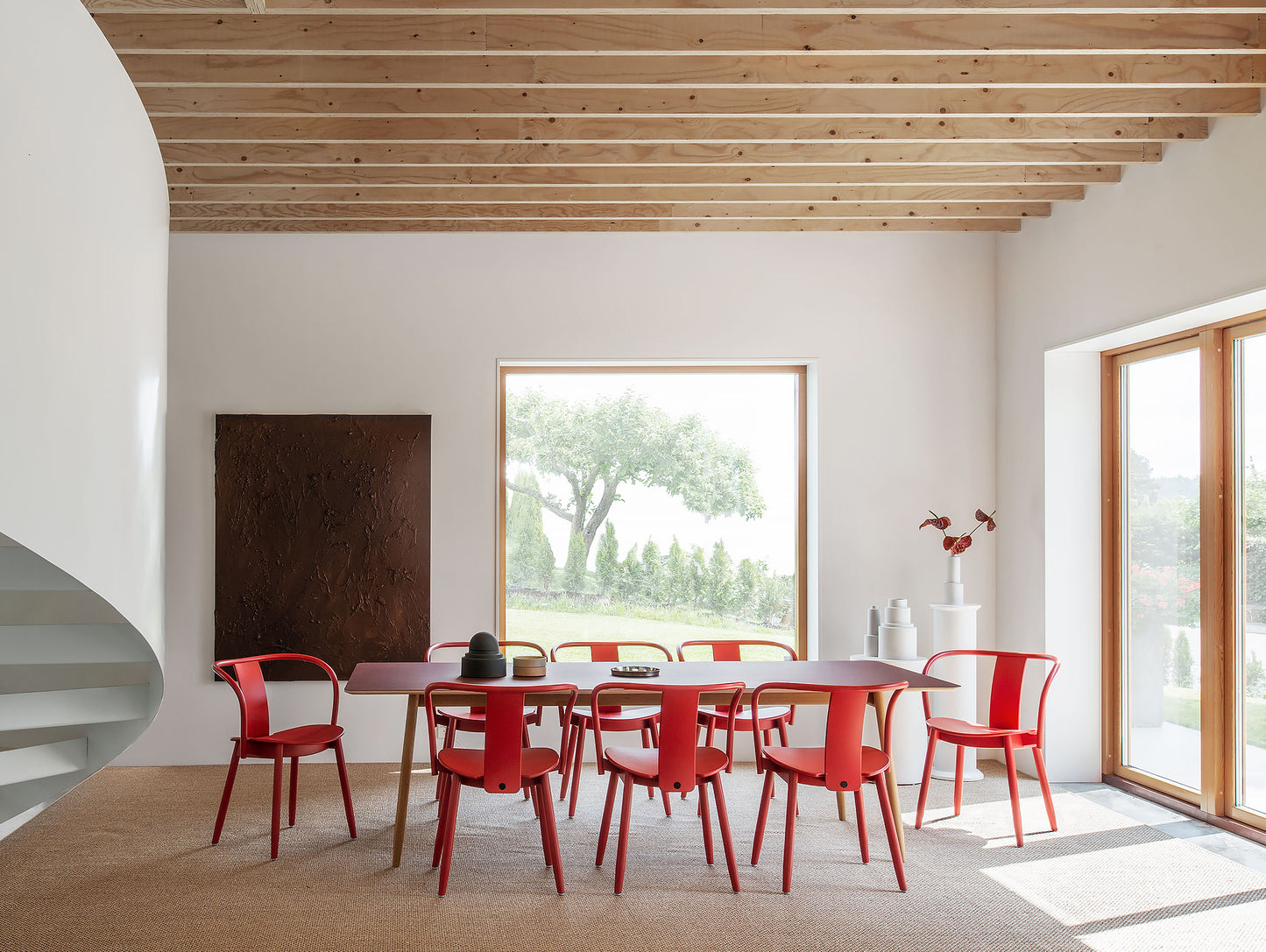 Icha Chair in Red Lacquered Beech by Massproductions