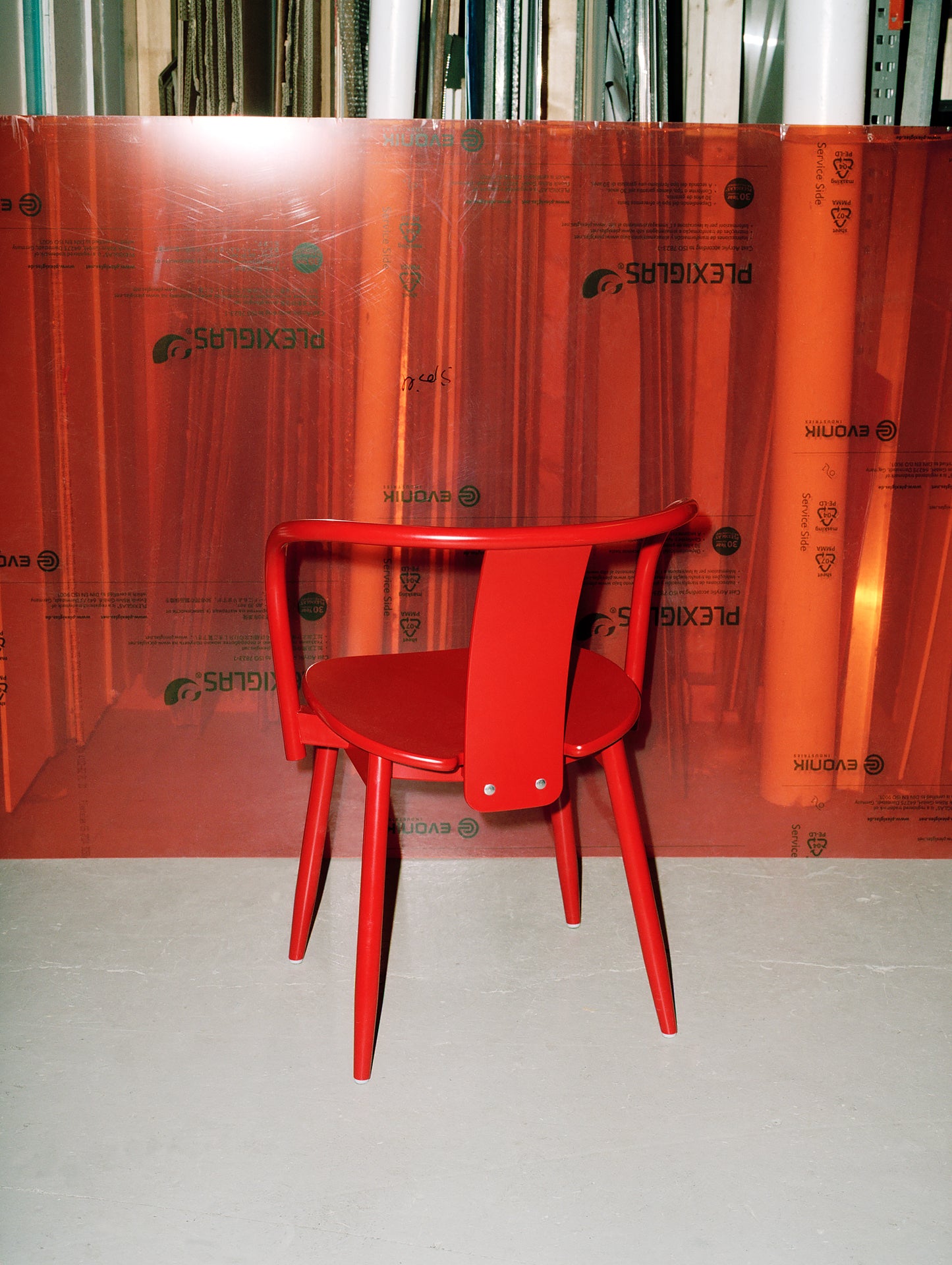 Icha Chair in Red Lacquered Beech by Massproductions