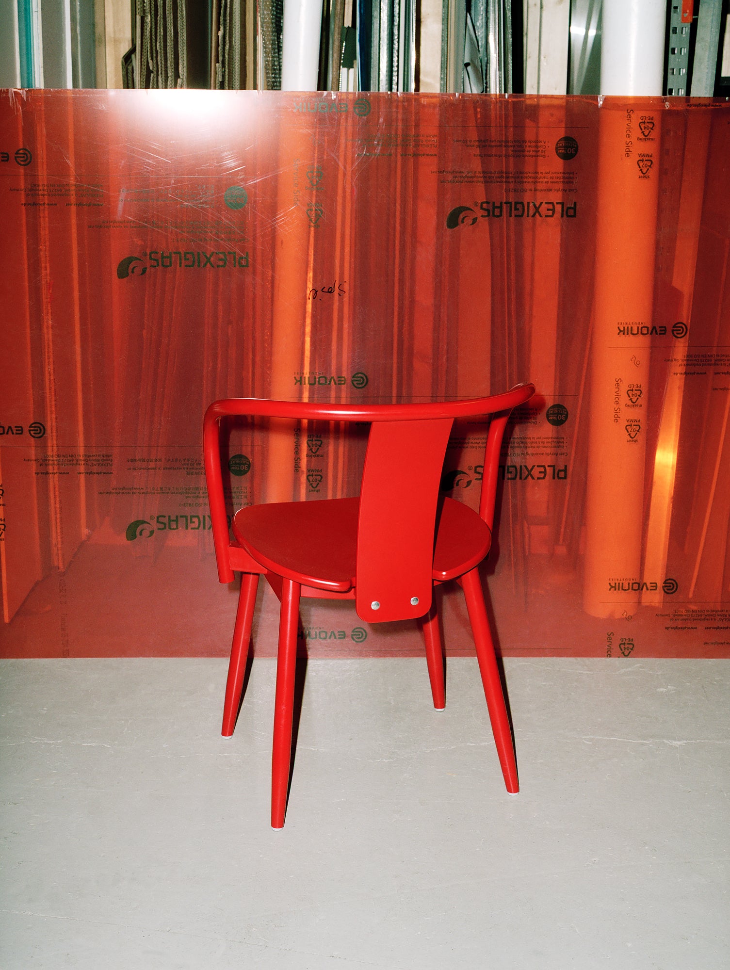 Icha Chair in Red Lacquered Beech by Massproductions