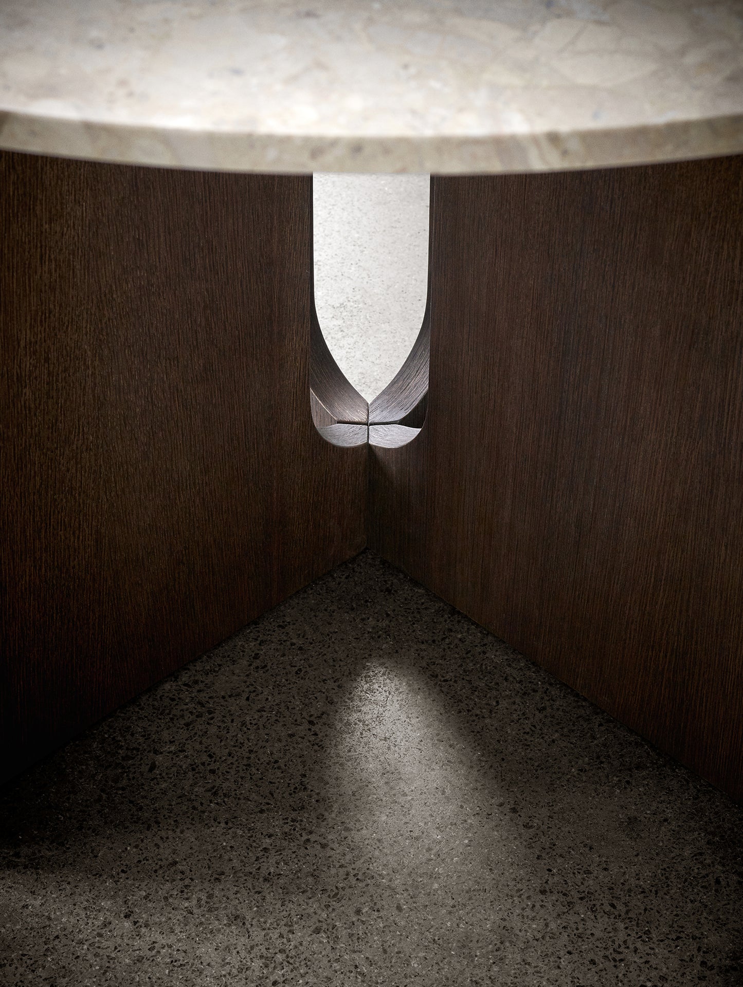Androgyne Dining Table (Marble Edition) by Menu - Kunis Breccia Stone Top / Dark Oak Veneer Base