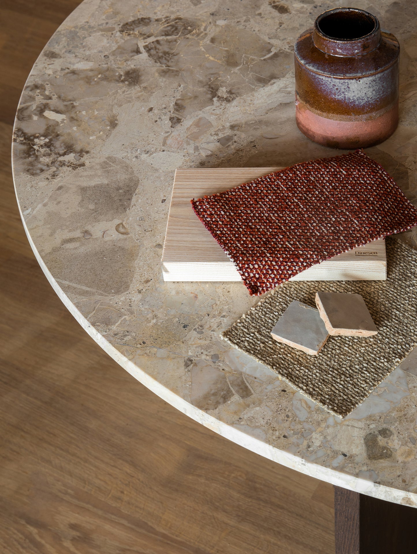 Androgyne Dining Table (Marble Edition) by Menu - Kunis Breccia Stone Top / Dark Oak Veneer Base