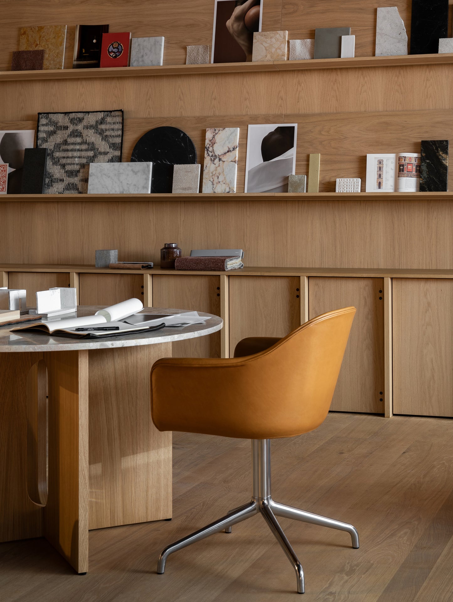 Androgyne Dining Table (Marble Edition) by Menu - Kunis Breccia Stone Top / Natural Oak Veneer Base