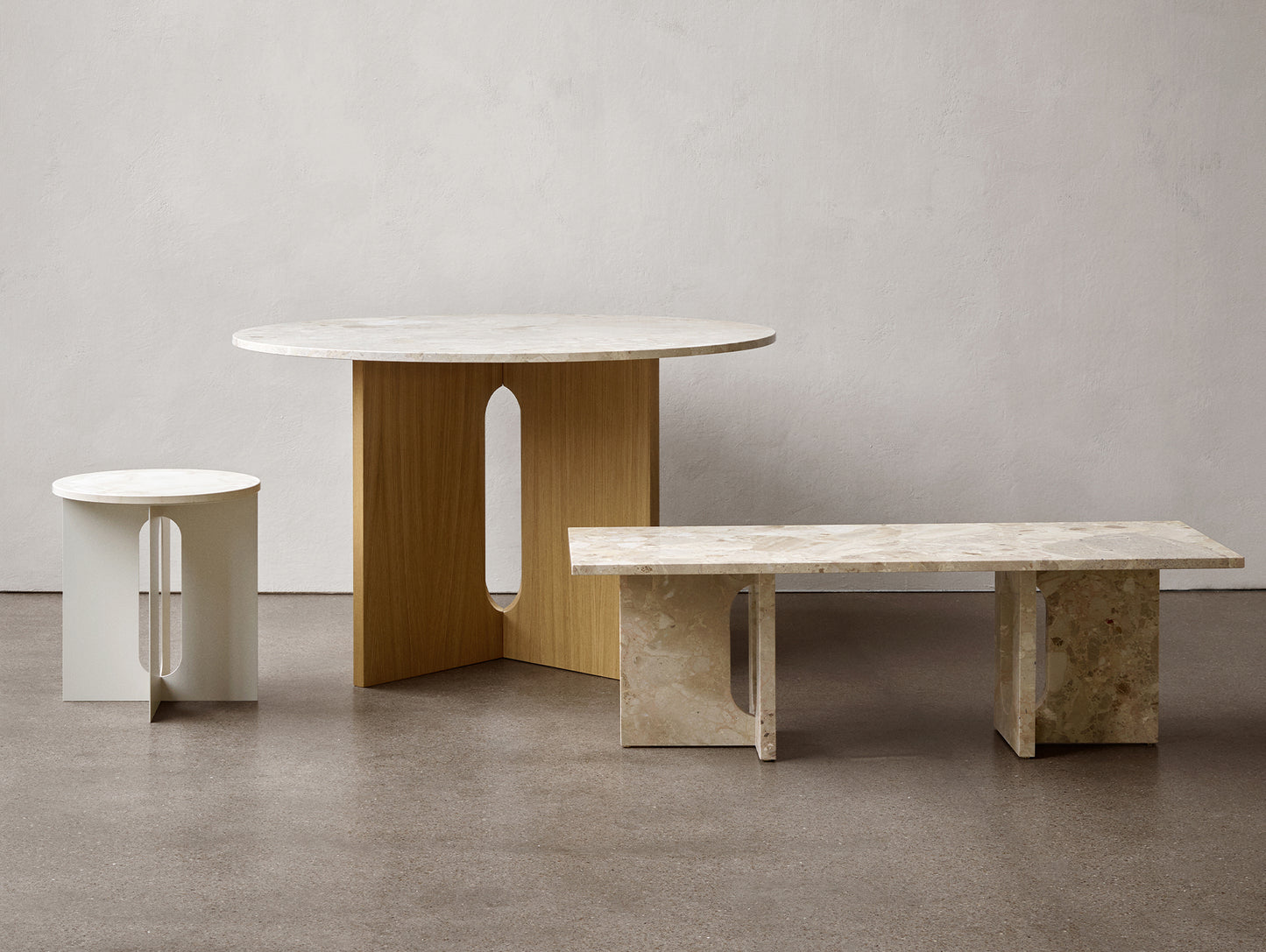Androgyne Dining Table (Marble Edition) by Menu - Kunis Breccia Stone Top / Natural Oak Veneer Base