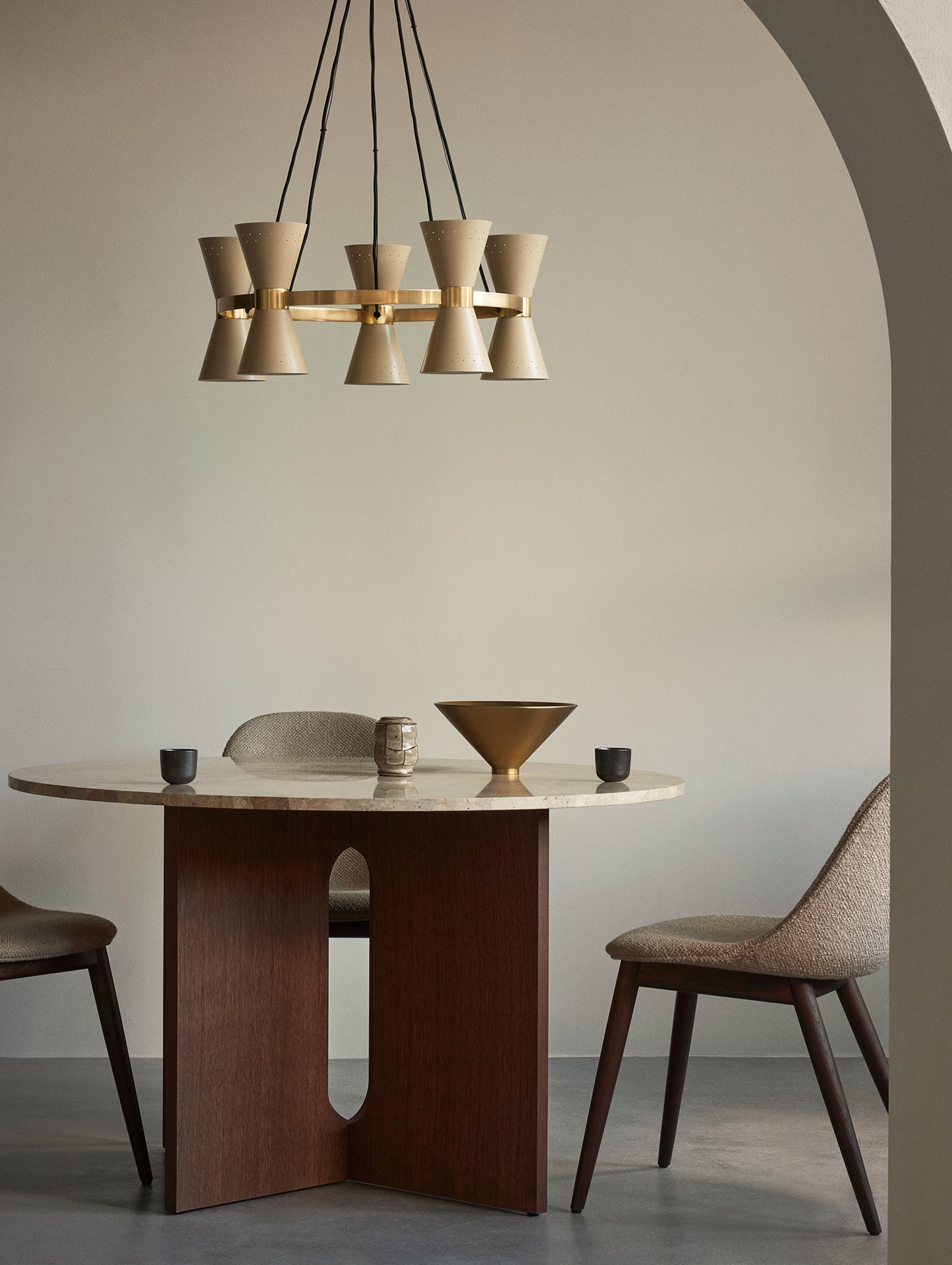 Androgyne Dining Table (Marble Edition) by Menu - Kunis Breccia Stone Top / Dark Oak Veneer Base