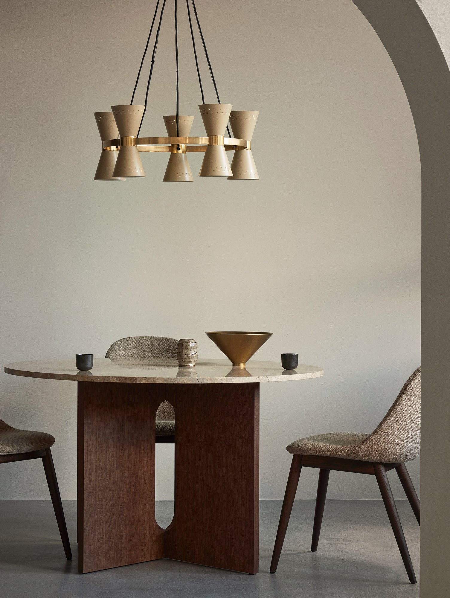 Androgyne Dining Table (Marble Edition) by Menu - Kunis Breccia Stone Top / Dark Oak Veneer Base